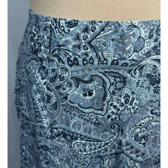 Charter Club Women's Paisley Long Skirt Size 16 Blue Side Zip & Snap Closure - Picture 2 of 8